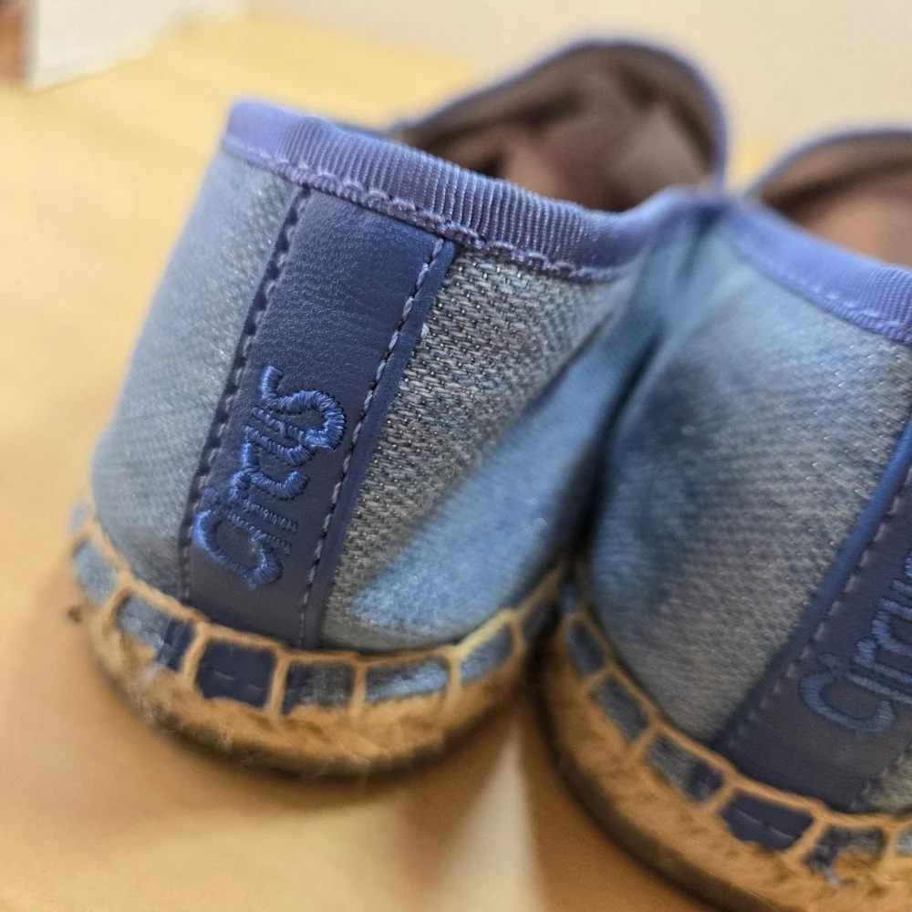 Circus by Sam Edelman Blue Espadrille Flats Black Beaded Toe Women's Size 8